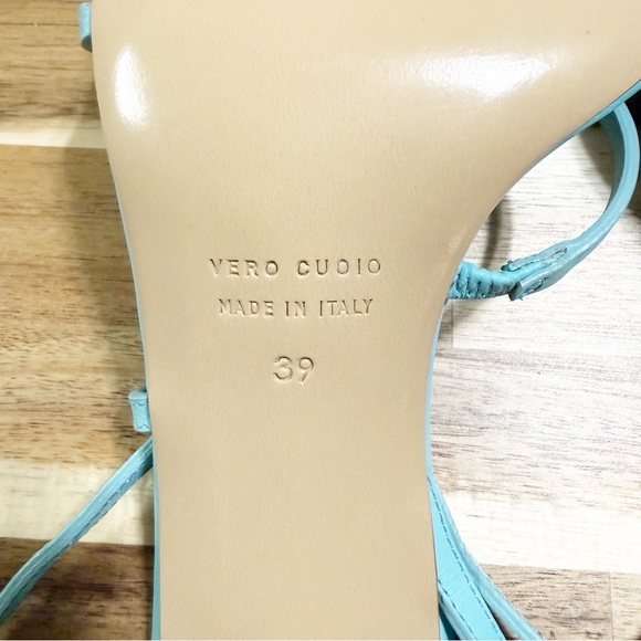 GIA BORGHINI Kora Strappy Heeled Sandal in Turquoise Blue Revolve $710 MSRP 39 - Picture 8 of 13